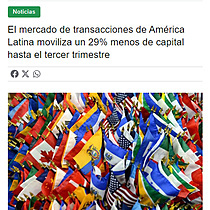 El mercado de transacciones de Amrica Latina moviliza un 29% menos de capital hasta el tercer trimestre